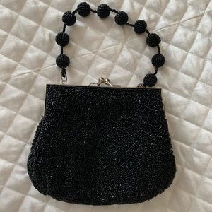 Black beaded formal bag
